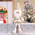Champagne Christmas Santa doll with long legs and sequined hat for festive desktop decor - Long Legged Santa Claus (Champagne Gold)