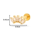 Golden steel flat back stud featuring 5 marquise-cut clear stones in a fan shape - Curved Marquise Row (0169-8#) / Gold