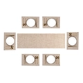 Beige woven table runner and 6 placemats set with American bamboo texture style - Cream Yellow Vertical Pattern