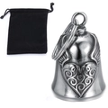 Silver stainless steel heart wings motorcycle bell with a black velvet pouch - Steel Color (With Velvet Bag)