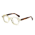 Polygon-Sechskant-Sonnenbrille mit transparentem Rahmen und Bügeln mit Schildpatt-Muster - Transparenter Gelber Rahmen Schildpatt-Bügel Blaulichtfilter C6