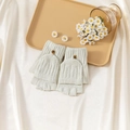 Men's mint green convertible fingerless gloves in knitted wool with button detail - L / Off-white