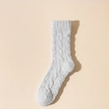 Soft light grey coral fleece thermal sock in thick cable knit for winter comfort - One Size / Grey Blue