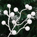 Tallos de bayas blancas artificiales minimalistas para Navidad y decoración del hogar - Baya Blanca de 13 Cabezas (23cm)