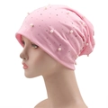 Bonnet rose pour femme avec perles élégantes et décorations en strass étincelants - 56-61cm / Rose