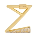 Z-shaped gold pendant with cubic zirconia inlay and screw clasp detail on white background - Letter Z