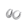 Polished S925 sterling silver hoop earrings with a beaded dot textured surface design - Silver Bubble Texture Hoop
