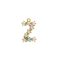 Golden letter Z pendant with white pearls and a blue pearl accent on a metal frame - Letter Z-Blue