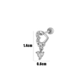 Silver heart lock ear stud with 'LOCK ME' engraving and dangling clear gemstone charm - LOCK ME Heart Lock Pendant (7#) / Silver