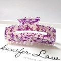 Detailed macro view of 8.3cm acetate hair claw clip with purple marble pattern - 6# Purple White Terrazzo