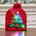 Red LED knit Christmas hat featuring green Christmas tree pattern for festive parties - Red Base Christmas Tree