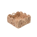 Vierkante handgeweven opbergmand van zeegras met golvende randen en handvaten in naturel - Vierkant Medium 28x13cm