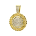 Collana hip hop con ciondolo rotondo dorato e micro cristalli trasparenti incastonati - Solo ciondolo / Oro