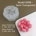 Detail showing 3D cactus silicone mold and pink finished succulent craft with dimensions - Model 6998 / Translucent