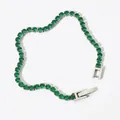 Elegante pulsera tennis de circón verde con montura plateada y cierre plegable - Pulsera de Tenis de Plata con Circonia Verde Redonda de Cuatro Garras (SBP966)