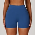 High-waisted seamless yoga shorts in deep sky blue with elastic body-shaping fabric - Midnight Blue