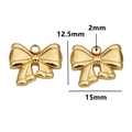 Golden stainless steel bow pendants set in 12.5mm by 15mm size with 2mm hole - Style 8 / Gold