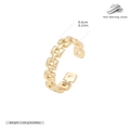 Detail of 925 sterling silver golden chain ring with 0.6cm width and 1.65g weight - Adjustable Open / 925 Silver Yellow Gold Plated