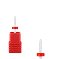White ceramic bullet nail drill bit with red ring and matching protective cap - HF-58 Ceramic Nail Drill Bit