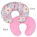 Pink floral and solid pink elastic U-shaped nursing pillow cover for infant support - Pink Floral Cluster