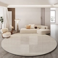 Beige and light brown geometric round rug with concentric circular patterns for living room - 60x60cm / Style C