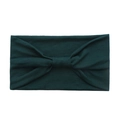 Elastic solid dark green cotton yoga headband with a stylish middle knot design - Dark Green