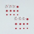 24pcs cherry pattern press-on toenails set in red and white for summer foot beauty - Bare Strip / 24 Pcs/Set
