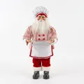 Standing Santa Claus chef decoration with red striped apron and whisk, 48cm height - Style 35 Chef Outfit Holding Whisk 48cm