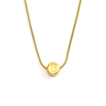 Minimalist gold snake chain necklace featuring a circular pendant with engraved letter G - Letter G