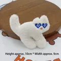 White plush cat doll pin with blue heart sunglasses embroidery for bags 10x9cm - Original Back-opening / White