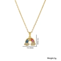 Rainbow pendant necklace with colorful zircons and white clouds on a gold titanium chain - 8825 Golden Rainbow