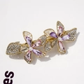 Elegant floral spring hair clip with pink crystal petals and central white pearls - Yao Fang Colorful