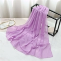 Detail of lavender pearl chiffon scarf showing its sheer texture and lightweight fabric - 175cmx70cm / Lilac Purple