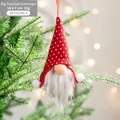 Christmas gnome ornament with red polka dot hat and grey beard, size 16x7cm for tree decor - Style C (Red/White Polka Dot Pointy Hat / Grey Beard / 16x7cm)