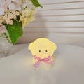 Cartoon bear night light in warm yellow with pink plaid ribbon decoration - Dumb Dog - Pink