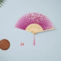 Japanese style purple gradient cherry blossom folding fan with natural bamboo ribs and tassel - White Ribs Style 24