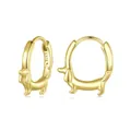 Cute gold plated S925 sterling silver dachshund dog hoop earrings for women - 925 Silver / Gold