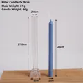 Blue spire pillar candle with vertically ribbed texture and clear plastic DIY mold set - Taper Candle 2x26cm Smooth Mold