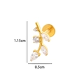 Leaf-shaped gold titanium labret stud with zircon stones, measuring 1.15cm by 0.5cm - 8# Gold (Branch)