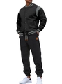 Men's baseball jacket set in black and grey fleece fabric with matching sport pants - S / Black