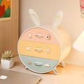 Three-layer bunny ear storage box with colorful drawers and cute cartoon handles - Chic Silver Multicolor (with 6pcs 3D Stickers)