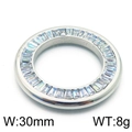 Silberner runder Anhänger mit trapezförmigen Edelsteinen, Breite 30 mm, Gewicht 8 g - Silber (30mm)
