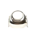 Futuristic mirror silver acrylic crescent clutch bag with round hollow handle and chain - Silver