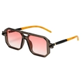Moderne quadratische Sonnenbrille mit Doppelsteg grauen Rahmen und rosa Verlauf - Yellow And Black Spliced Temple Style / Transparent Grau Rahmen Rosa Verlauf