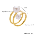 Dettaglio delle dimensioni dell'anello a doppio strato in acciaio dorato con perle - US 6 / Stile Doppio Cerchio con Perla (R124)