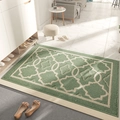 Nordic rectangular entrance mat featuring a green and beige geometric lattice pattern - 60*90cm / Yulia Style / Green