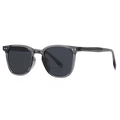 Classic round polarized sunglasses with transparent grey frame and dark grey lenses - Grey Frame Black Grey Lens