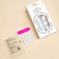 Kit featuring white pearl press-on toenails, adhesive stickers, and a pink mini nail file - Simple White Style (XG-61-34)