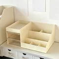 Schreibtisch-Organizer in Cremeweiß mit Schubladen und Fächern, Maße 28,3x17,5x12,5 cm - Mittlere Kosmetik-Aufbewahrungsbox
