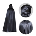 Capa con capucha de satén negro brillante para Halloween con detalles de pliegues traseros - 80cm / Negro
